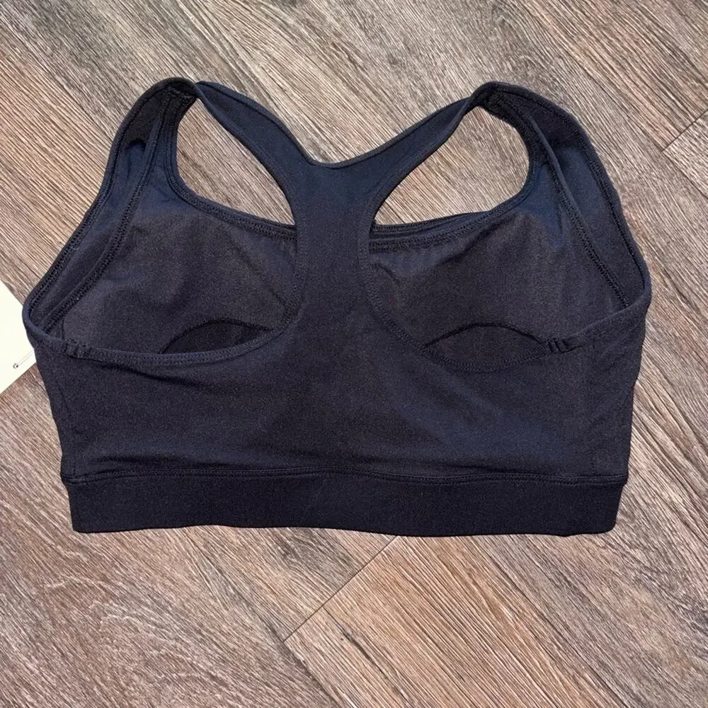 Poshdivah new size small Black Front zip Sports Bra